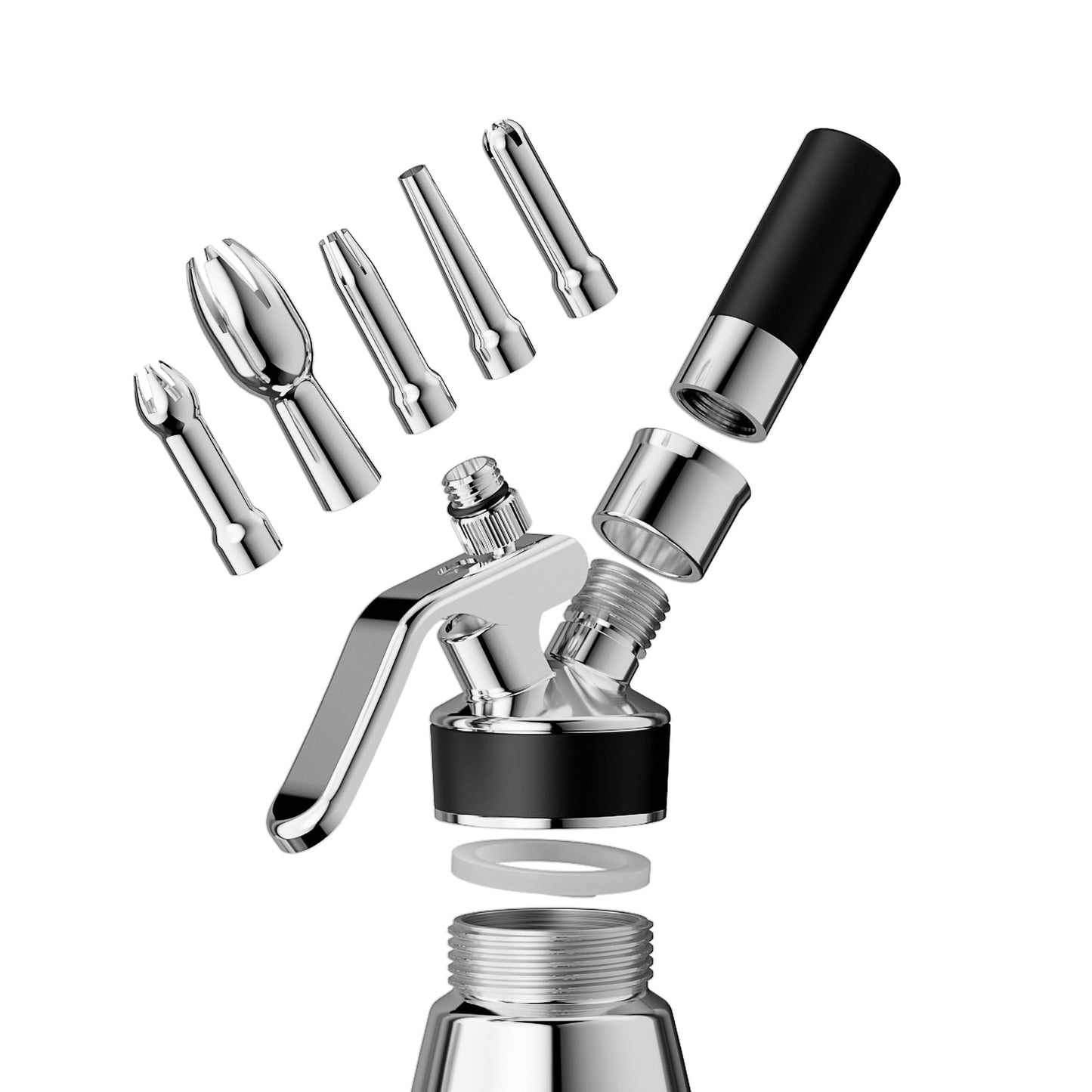 Professional Stainless Steel Whipped Cream Dispenser Double Wall Keep Warm and Cold, 500mL/1 Pint, Leak-Free Whipped Cream Maker Canister with 5 Decorating Nozzles & Cleaning Brush