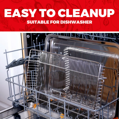 Air Fryer Basket for Oven, Stainless Steel Mesh Crisper Tray and Basket Set, Non-Stick Oven Air Fryer Basket for Healthy Oil-Free Cooking, Dishwasher Safe, Fits Most Toaster Ovens & Ranges (1 Set M)